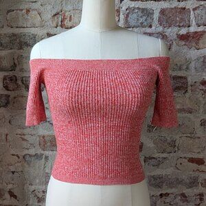 Ganni Coral off the shoulder knitted top size XS